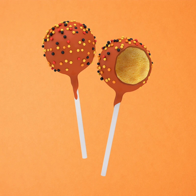 A gourmet pumpkin puree and a warm seasonal spice blend infused inside a rich cake, coated in a white chocolate glaze.